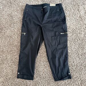 NWT Chico's Comfort Waist Luxe Utility Crop Basic Pants Women Sz 3 (XL) Black
